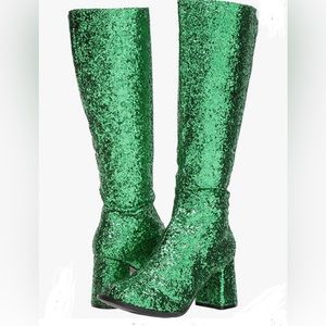 Green sparkle Go Go boots Chelsea boot